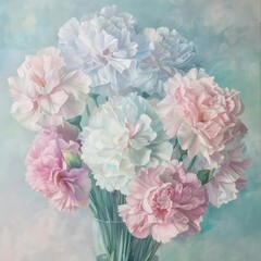 Carnations in soft pastels for a gentle