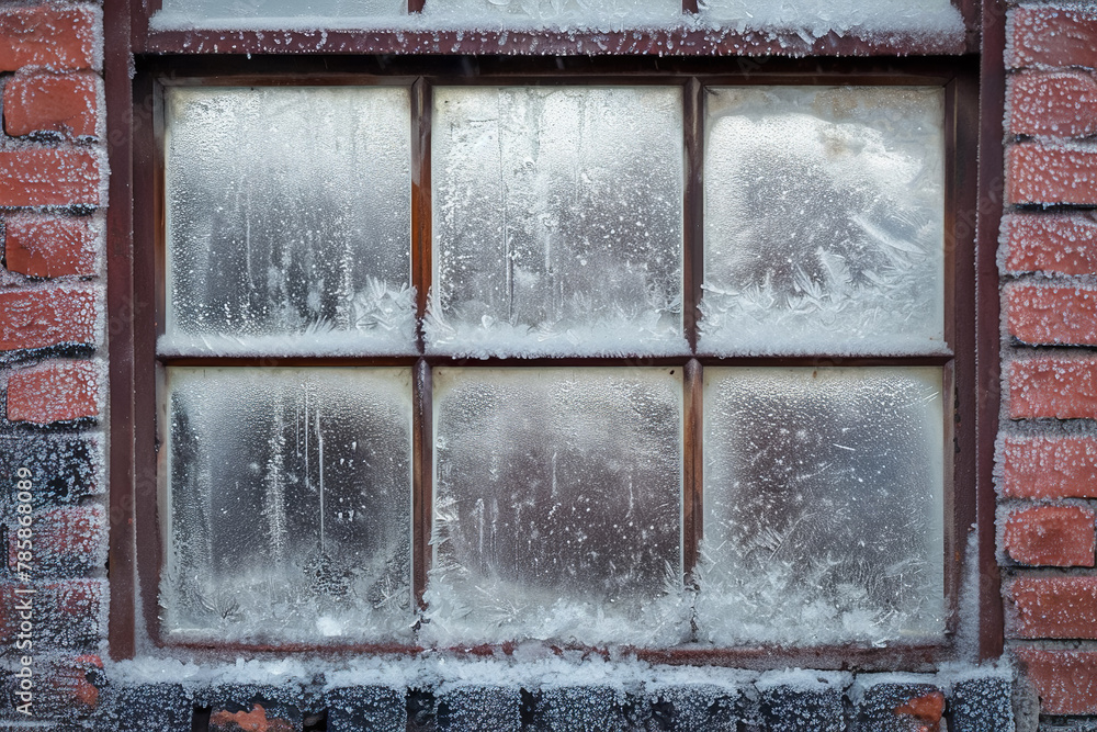 Poster a frosted window with a light shining through it