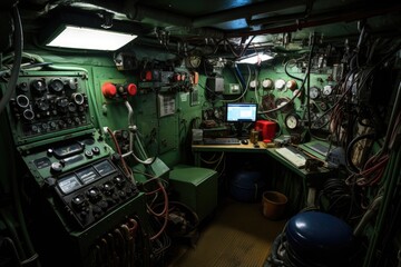 Communications Room Setup: Setting up the communications room inside the submarine.