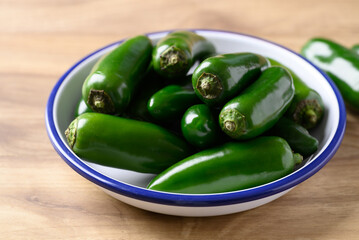 Fresh green Jalapeno chili, Food ingredient