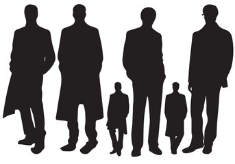 man black silhouette, set, isolated, vector