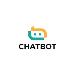 Minimalist chat bot logo icon vector