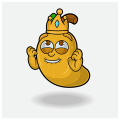 Happy expression with Mango Fruit Crown Mascot Character Cartoon.