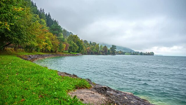 Attersee Lake (Kammersee) In The Salzkammergut Region In The Austrian State of Upper Austria. Timelapse