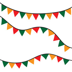 Bunting flags banner best for Birthday party and carnival garland decoration. Carnival garland with flags. Decorative colorful party triangle flags template. 11:11