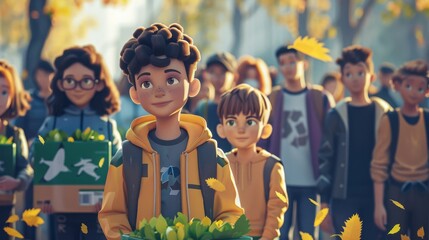 Community Rally for Environmental Cleanup - Diverse Group of People of All Ages Participating