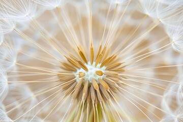 Close-up of a dandelion seed head with intricate details