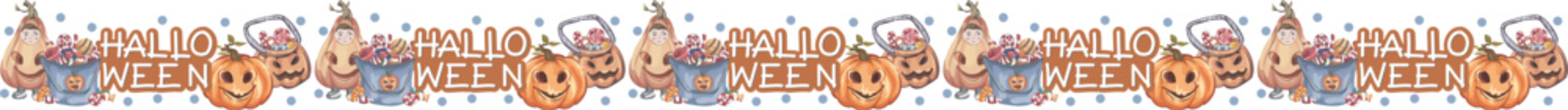 Halloween line border on transparent background.