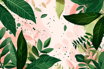 Abstract illustration for background made of tropical leaves, branches . Nature poster