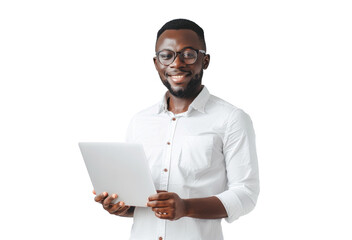 Smiling Black Man with Tablet