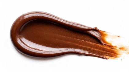 Obraz premium Smear of tasty chocolate paste on white background, top view
