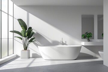 Fototapeta premium Bathroom Wall Mockup created with Generative AI