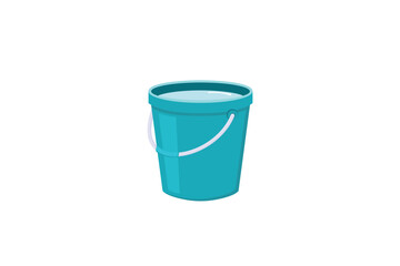 Vector illustration of bucket filled with water isolated on white background.