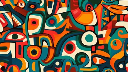 Fototapeta premium Abstract Aztec pattern A canvas for artistic expression with undefined shapes and colors AI Image