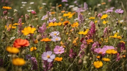 Fototapeta premium A carpet of wildflowers adorning a meadow