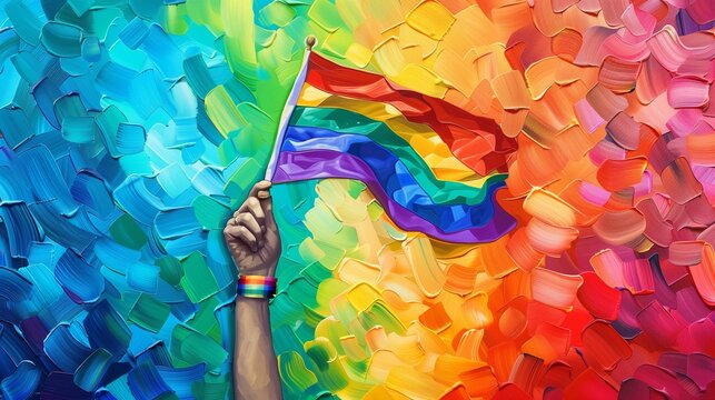 oil paint rainbow pride flag for pride month. pride month rainbow colorful wallpaper. festival celebration.