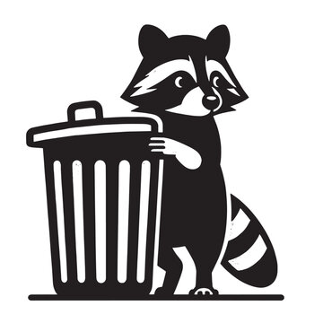 recommend clip art: a black and white Clipart of Raccoon Trash