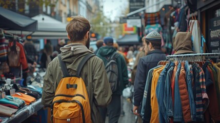 Vintage Clothing Market: Street Photography of Sellers and Eclectic Buyers
