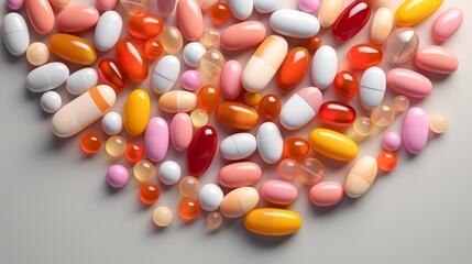 3D visual of multivitamins for skin, flat, pastel-shaded background,