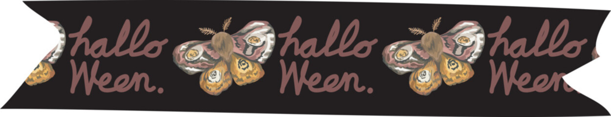 Halloween washi tape on transparent background.
