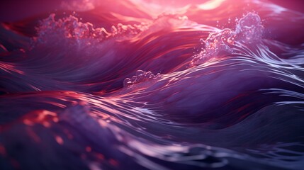 Crimson and Purple Hues Accentuating the Dynamic Motion of Ocean Waves at Dusk - obrazy, fototapety, plakaty