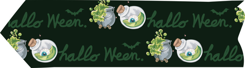 Halloween washi tape on transparent background.