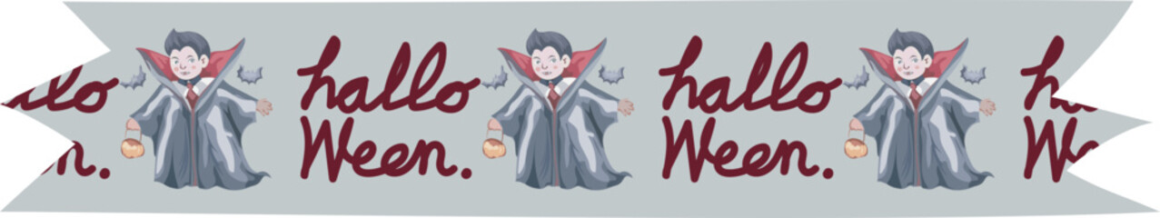 Halloween washi tape on transparent background.