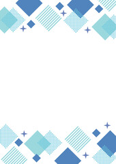幾何学　フレーム　四角　キラキラ　シンプル　青　水色　縦長