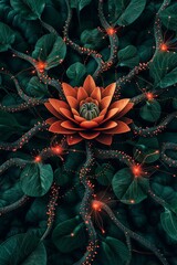 Logistics bloom, freeflowing supply chain, efficiency petals, graph roots, 
