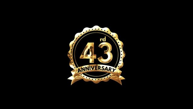43rd Anniversary luxury Gold Animation. Greeting for the 43rd Anniversary. Luxurious Animation Celebrating 43 Years of Excellence