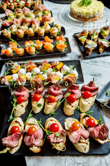appetizers on the catering table
