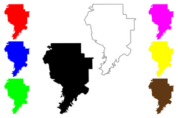 Obraz premium Clarke County, Alabama (Counties in Alabama, United States of America,USA, U.S., US) map vector illustration, scribble sketch Clarke map