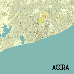 Accra, Ghana map poster art