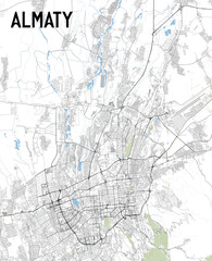 Almaty Kazakhstan map poster art