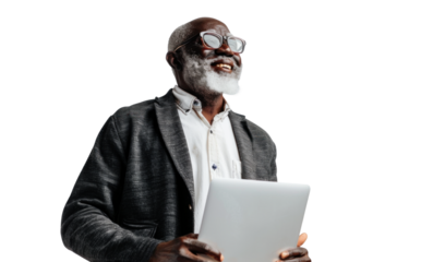 Senior Black Man with Laptop