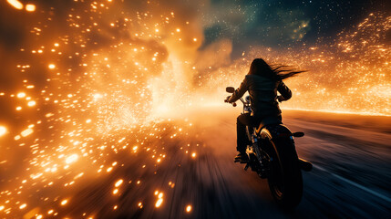 Motorcyclist into vortex