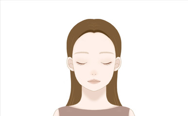 40代女性の正面の顔（閉じた目）