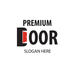 Initial Letter D door logo, Letter D with open door logo design illustration.