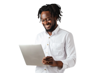 Smiling Young Man with Laptop