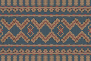 Motif Ikat Seamless Pattern Embroidery Background. Ikat Frame Geometric Ethnic Oriental Pattern traditional.aztec Style Abstract Vector design for Texture,fabric,clothing,wrapping,sarong.