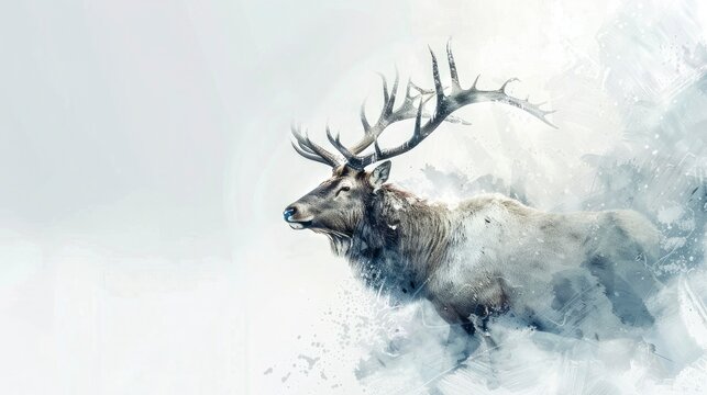 magical elk artwork in a high fantasy scene on a white background