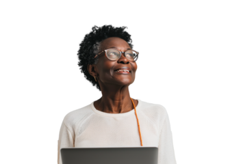 Senior African Woman with Laptop