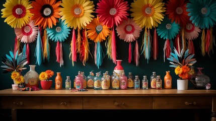 Fototapeta premium Carnival-themed DIY project making decorations and props for a party