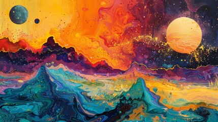 Fototapeta premium Psychic Landscape: Shifting Terrain of Collective Emotions