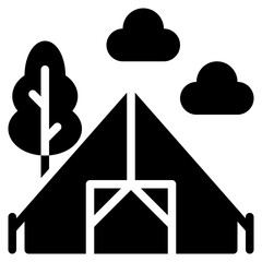camping icon glyph style, suitable for web and mobile app.
