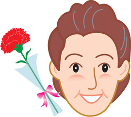 おかあさんと母の日のカーネーション
