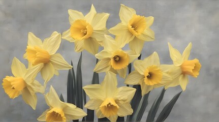 Yellow spring flowers daffodils isolated on white background. With clipping path. Flowers objects for design, advertising, postcards. Narcissus flowers generative ai   - obrazy, fototapety, plakaty