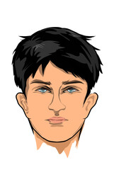 young man head icon without screen