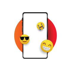 Blank smartphone with emoticons illustration template