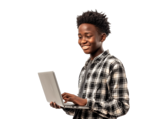 Young Boy Working on Laptop